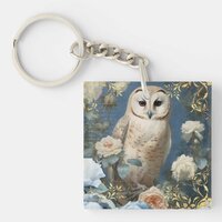 Romantic Blue Owls Keychain