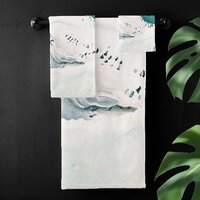 Snowy Owl Arctic Winter Sky Snow Teal Bath Towel Set