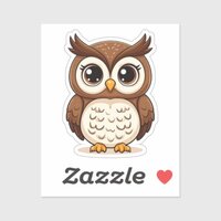 Cute Cartoon Owl With Big Eyes Sticker