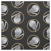 Snowy Owl and Moon Painting Original Wild Bird Art Fabric