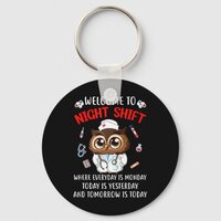 Owl Night Shift Funny Nurse Nursing Rn Lpn Cna For Keychain