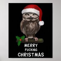 Merry Ing Christmas Owl (d010-0514a)  Poster