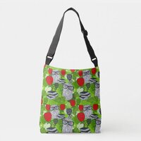 Owl in red roses crossbody bag