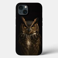 Black 4 Luxe iPhone Case, Golden-Eyed Owl 13 Case