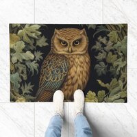 Art nouveau owl in the forest doormat