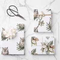 Rustic Owls and Flowers Wrapping Paper Sheets