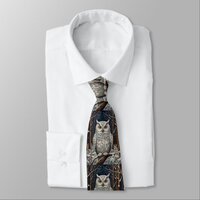 Elegant boho white owl woodland winter forest neck tie