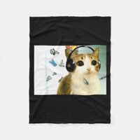 Cat Owl Funny Cursed Internet Trendy Meme Funny Me Fleece Blanket