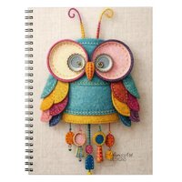 Whimsical Handmade Felt Owl Art Notebook