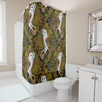 Owls, ferns, oak and berries 2 shower curtain