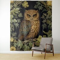 Art nouveau owl in the forest tapestry