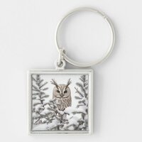 Owl in Snow Keychain