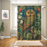 Owl In A Wonderland, William Morris Design  Shower Curtain