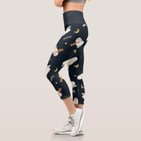 Hedwig Nighttime Moonlight Pattern Capri Leggings