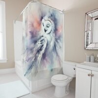 Snowy Owl in Watercolor Shower Curtain