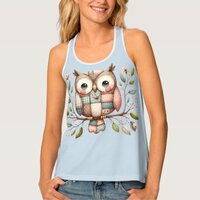 Patchwork Owl in Whimsical Woodland Tank Top