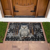 Elegant Christmas white owl woodland winter forest Doormat