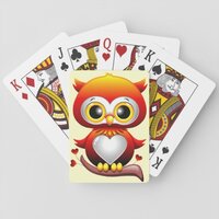 Baby Owl Love Heart Cartoon  Playing Cards