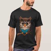 Owl with Glasses and Book Reading T-Shirt