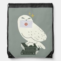 Hedwig With Letter Whimsical Drawing Drawstring Bag