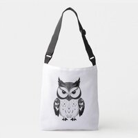 Owl Vector Graphic Art Portrait Animal Spirit Wild Crossbody Bag