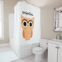UnibrOwl Unibrow Owl | Funny Cute Eyebrows Owl Shower Curtain