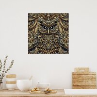 Steampunk Metal Gears and Owl Poster