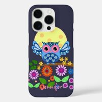 Cute spring Owl & custom Name iPhone 16 Pro Case