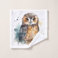Cute Watercolor Owl Wash Cloth
