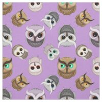 Adorable Owls on Purple Pattern Fabric