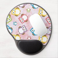 Cute Owls, Owl Pattern, Colorful Owls, Baby Owls Gel Mouse Pad