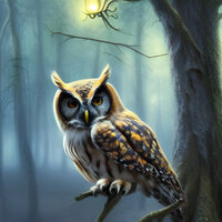 Owl in the forest at night fleece blanket