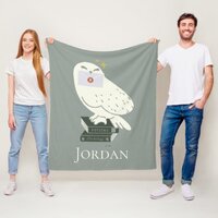 Hedwig With Letter Whimsical Drawing Fleece Blanket