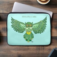 Celtic Green Knotwork Owl Flight Spread Wings Laptop Sleeve