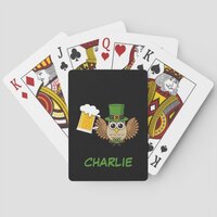 Owl Drinking Beer St Patrick's Day | Personalize Poker Cards