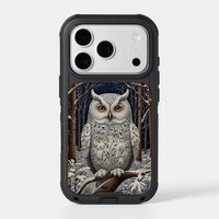 Elegant boho white owl woodland winter forest iPhone 17 pro case