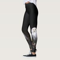 Majestic winter snowy owl leggings