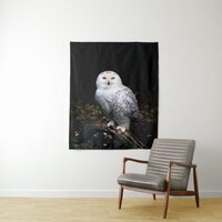 Majestic winter snowy owl tapestry