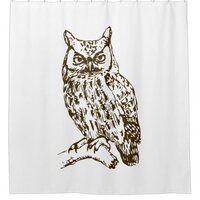 Great Horned Owl White Shower Curtain