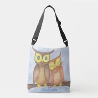 Beautiful Watercolor Owl Lovers Crossbody Bag