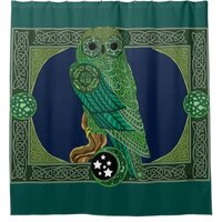 Celtic Green Owl Shower Curtain