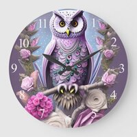 Detailed Fantasy Owl on a bed of Thorns  Large Clock