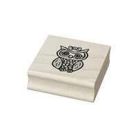 Cute Whimsical Owl Rubber Stamp