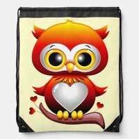 Baby Owl Love Heart Cartoon  Drawstring Bag