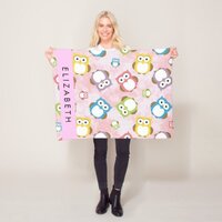 Cute Owls, Owl Pattern, Colorful Owls, Your Name Fleece Blanket
