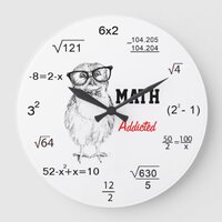 Maths addicted nerdy owl large clock