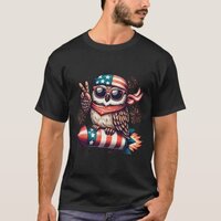 Peace Sign Hand Owl Firework American Usa Flag 4th T-Shirt