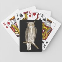 Great Horned Owl Illustrated Fierce Bird Playing Cards