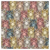 Colourful Boho Woodland Owl Pattern Fabric