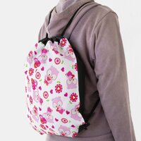 Pattern Of Owls, Cute Owls, Pink Owls, Hearts Drawstring Bag